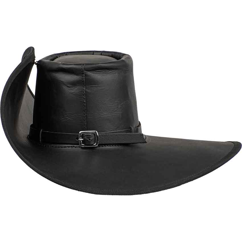 Leather Cavalier Hat with Feather Plume