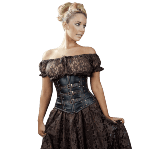 Biker Black Vinyl Underbust Corset