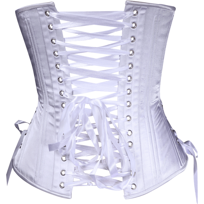 Long White Satin Underbust Corset - CS-142 - Medieval Collectibles