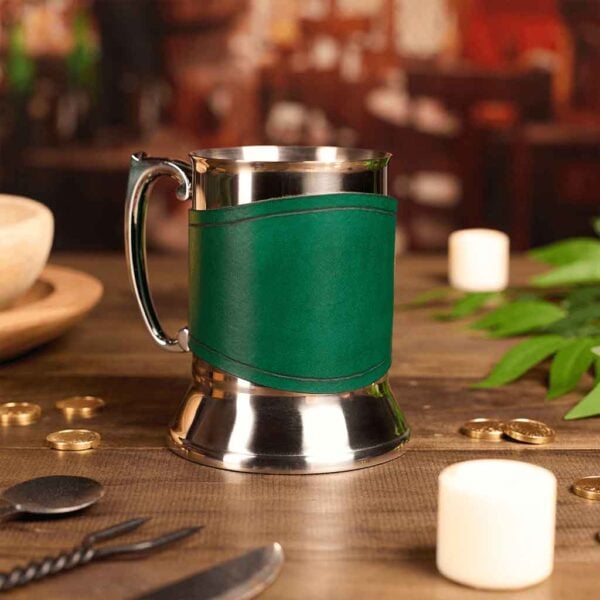 Medieval Tankard with Plain Leather Wrap