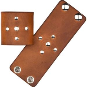 Crusader Cross Leather Wrist Cuffs