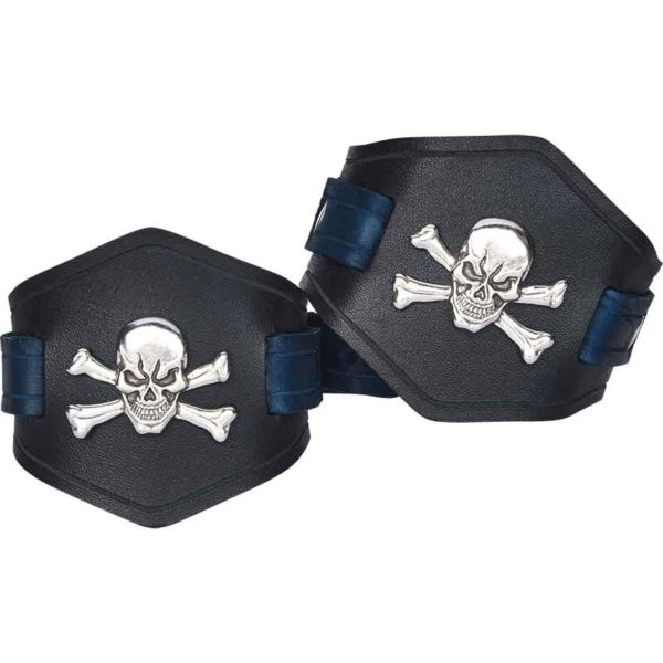 Jolly Roger Leather Wrist Cuffs