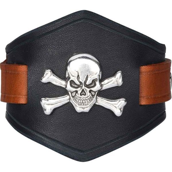 Jolly Roger Leather Wrist Cuffs