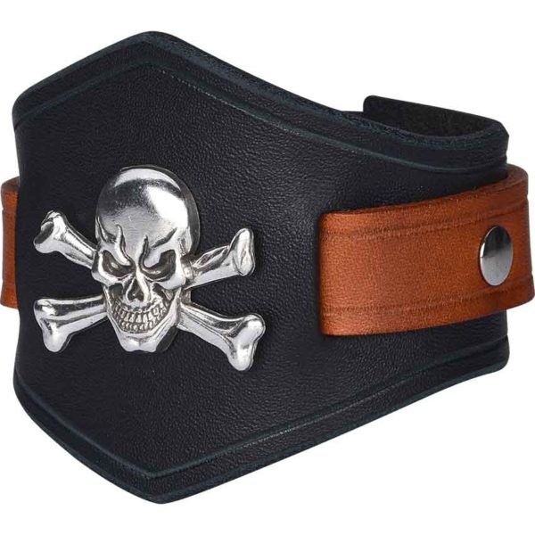 Jolly Roger Leather Wrist Cuffs