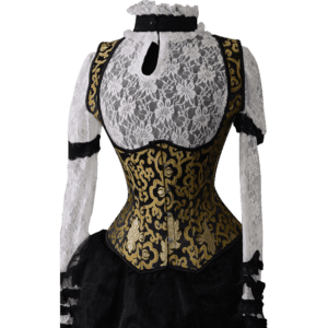 Gothic Gold Brocade Strap Underbust Corset