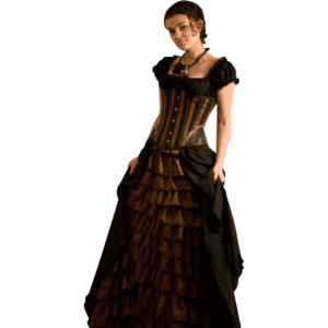 Steampunk Striped Leather Underbust Corset