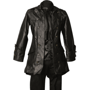 Gothic Black Leather Pirate Jacket