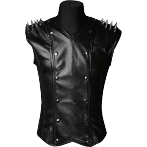 Gothic Spiked Black V-Neck Shaper Vest
