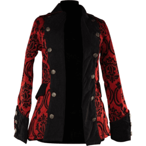 Red Brocade Lady Pirate Jacket