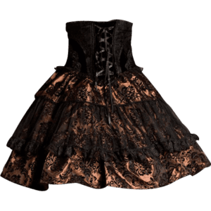 Brown Brocade High Waist Skirt