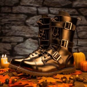 Three Buckle Gothic Calf Boots