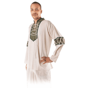 Medieval Shirt with Laced Collar and Sleeves