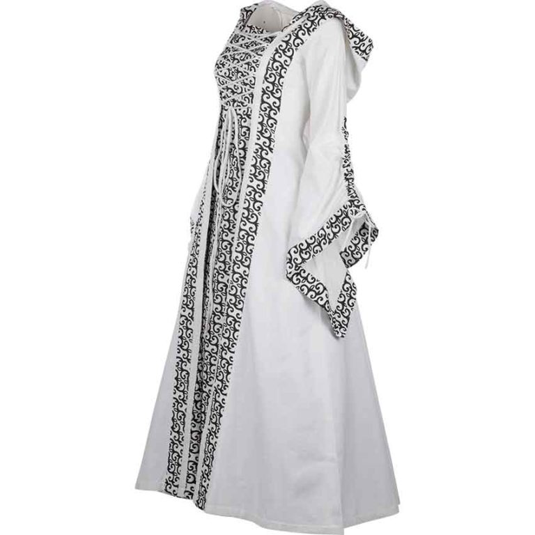 White Medieval Maiden Hooded Dress - MCI-108 - Medieval Collectibles