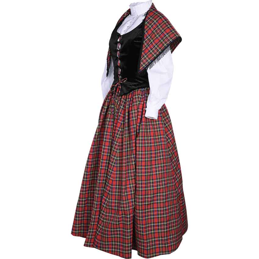Irish Dress in Burgundy, Size: 42-44 inch | Cotton by Medieval Collectibles