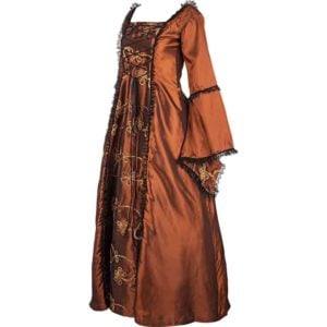 Brown Embroidered Medieval Dress