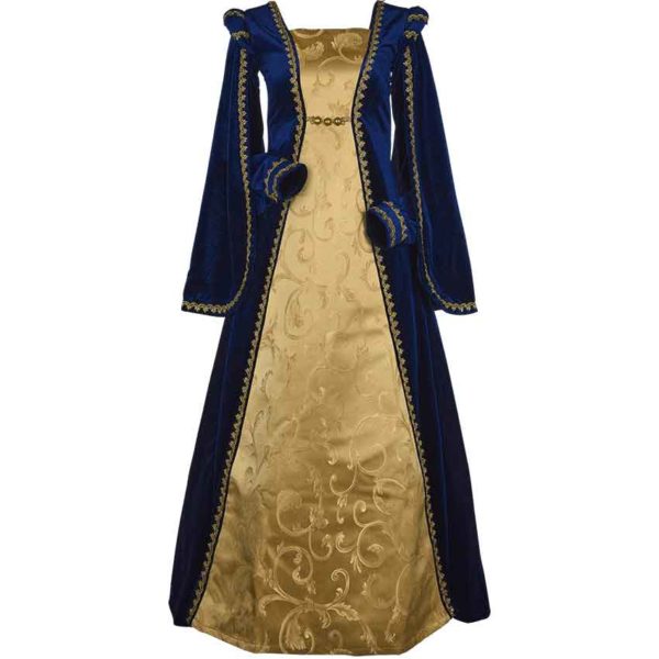 Courtly Renaissance Dress - Blue and Gold