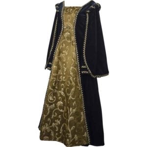 Courtly Renaissance Dress - Black and Gold, Size: 2X-Large