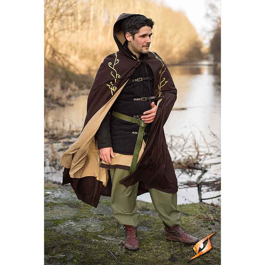 By The Sword, Inc. - Medieval Hooded Cloak - Green Twill