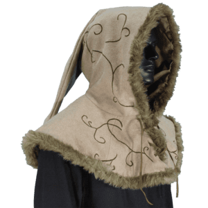 Embroidered Hood with Fur