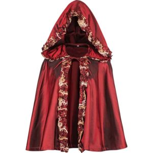 Womens Short Hooded Brocade Cape