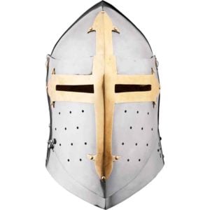 14th Century Gilded Sugar Loaf Visored Helmet