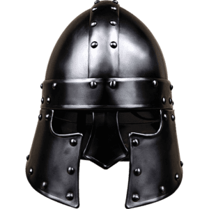 Blackened Halanor Barbuta Helmet
