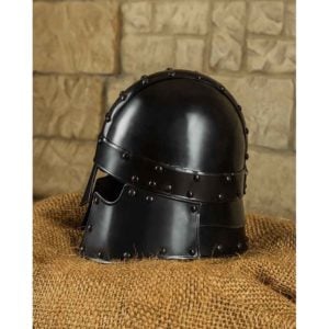 Blackened Halanor Barbuta Helmet