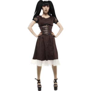 Steampunk Buckled Stripe Waist Cincher