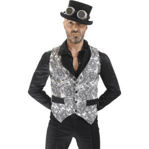 Victorian Silver Floral Brocade Waistcoat