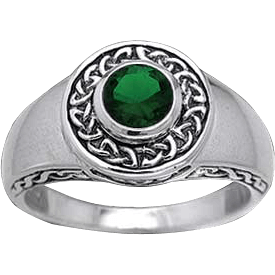 Celtic Circle Silver Ring with Stone