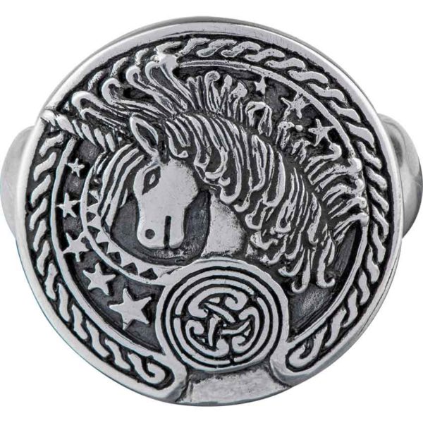 Engraved Celtic Unicorn Silver Ring