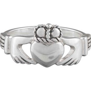 White Bronze Irish Claddagh Ring