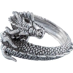 White Bronze Dual Dragon Wrap Ring