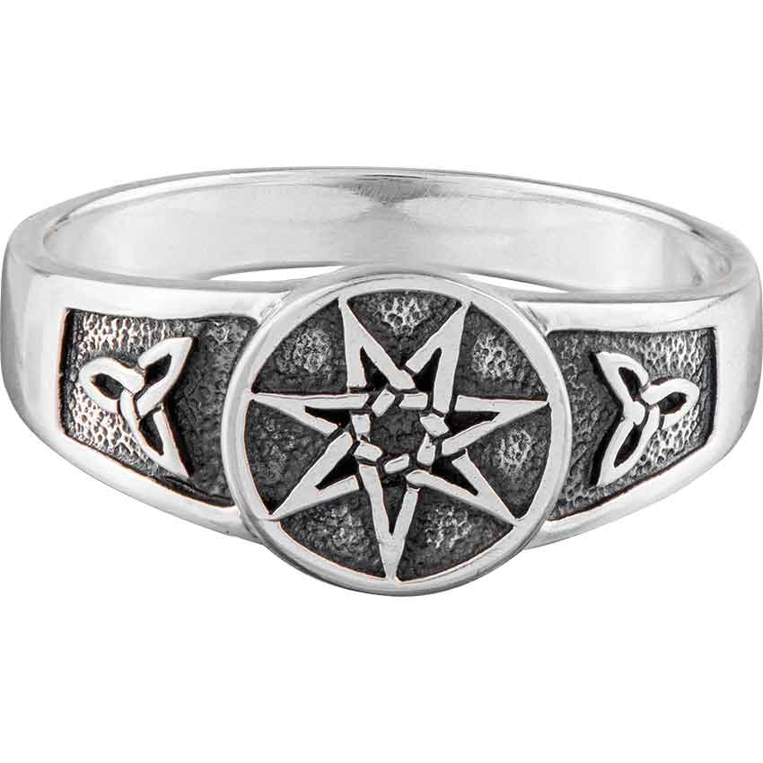 White Bronze Triquetra Seven Star Ring - PS-WZTR3711