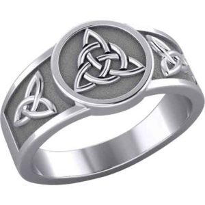 White Bronze Triquetra Ring