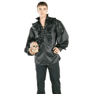 Black Satin Pirate Costume Shirt