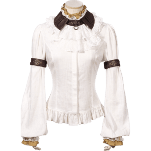 Steampunk Cuffed Sleeve Jabot Blouse
