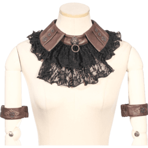 Lace Steampunk Geared Jabot with Armbands