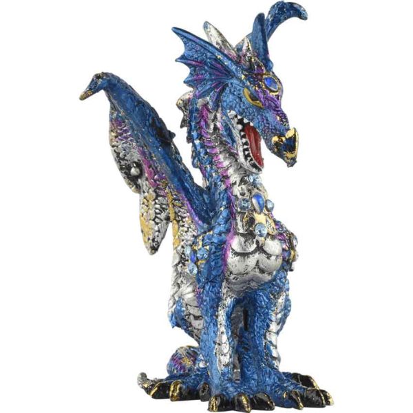 Blue Jeweled Dragon Statue