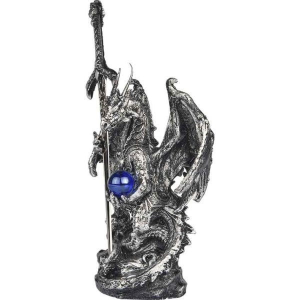 Silver Dragon with Sword Statue