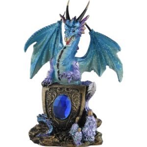 Blue Dragon on Shield Statue