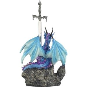 Blue Dragon with Sword Statue