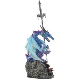Blue Dragon with Sword Statue