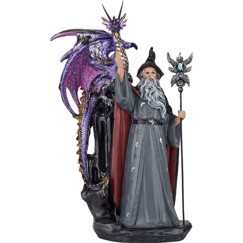 Dark Wizard and Dragon Statue - 05-71381 - Medieval Collectibles