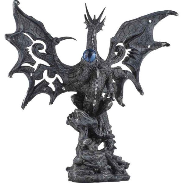 Black Dragon with Cut-Out Wings Statue