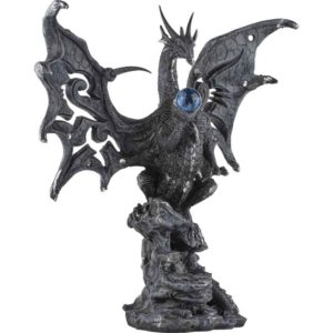 Black Dragon with Cut-Out Wings Statue