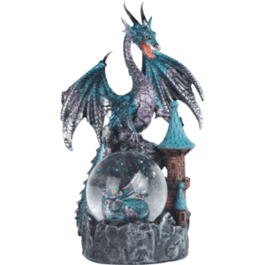 Blue Dragon on Castle Snow Globe