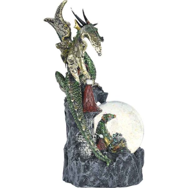 Green Dragon on Castle Snow Globe