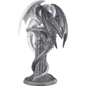 Black and White Dragon Column Statue