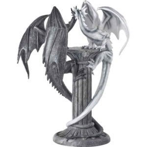 Black and White Dragon Column Statue